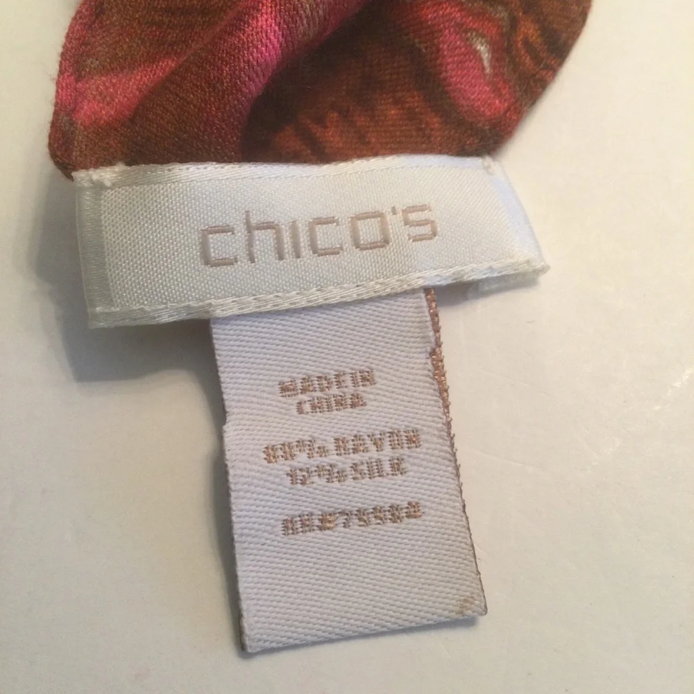 Chico’s Oblong Rayon & Silk Blend Tribal Print Scarf/Wrap